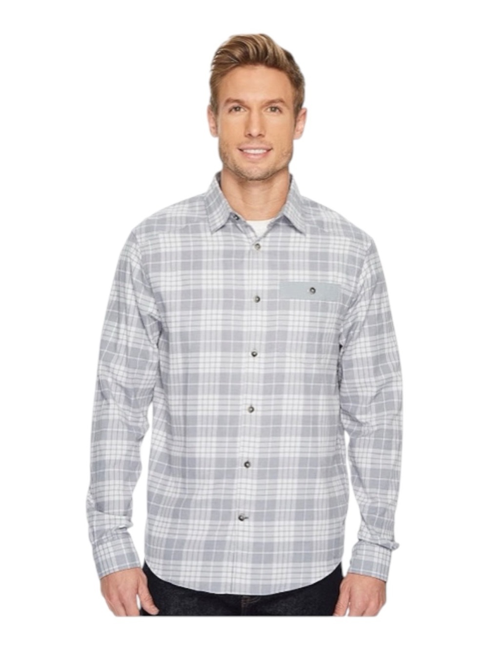 Under Armour  Gray and White Plaid Button-Down Shirt